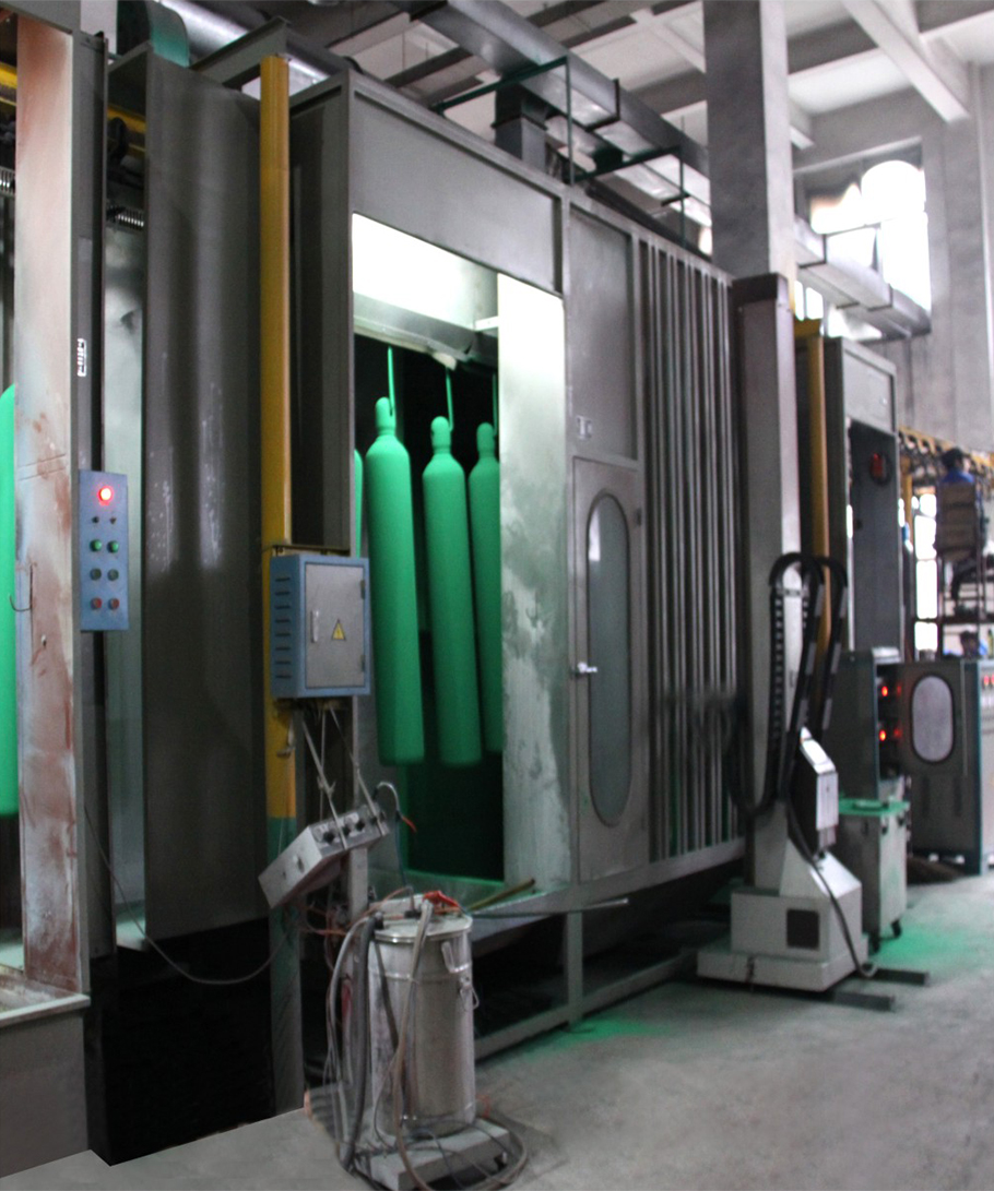 Gas cylinder spraying and curing drying unit